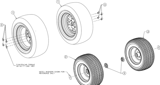 Wheels Diagram and Parts List for XT2-SLX50EFI (13BZA2CZ010)(2020) Cub Cadet Lawn Tractor